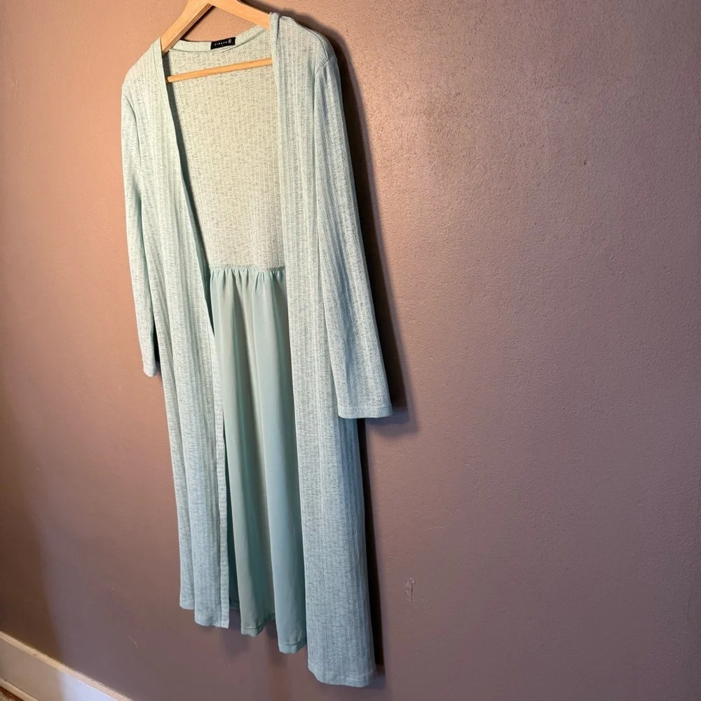 Cirana Mint Green Pastel Duster Cardigan Women's Size Large Boho Feminine Flowy